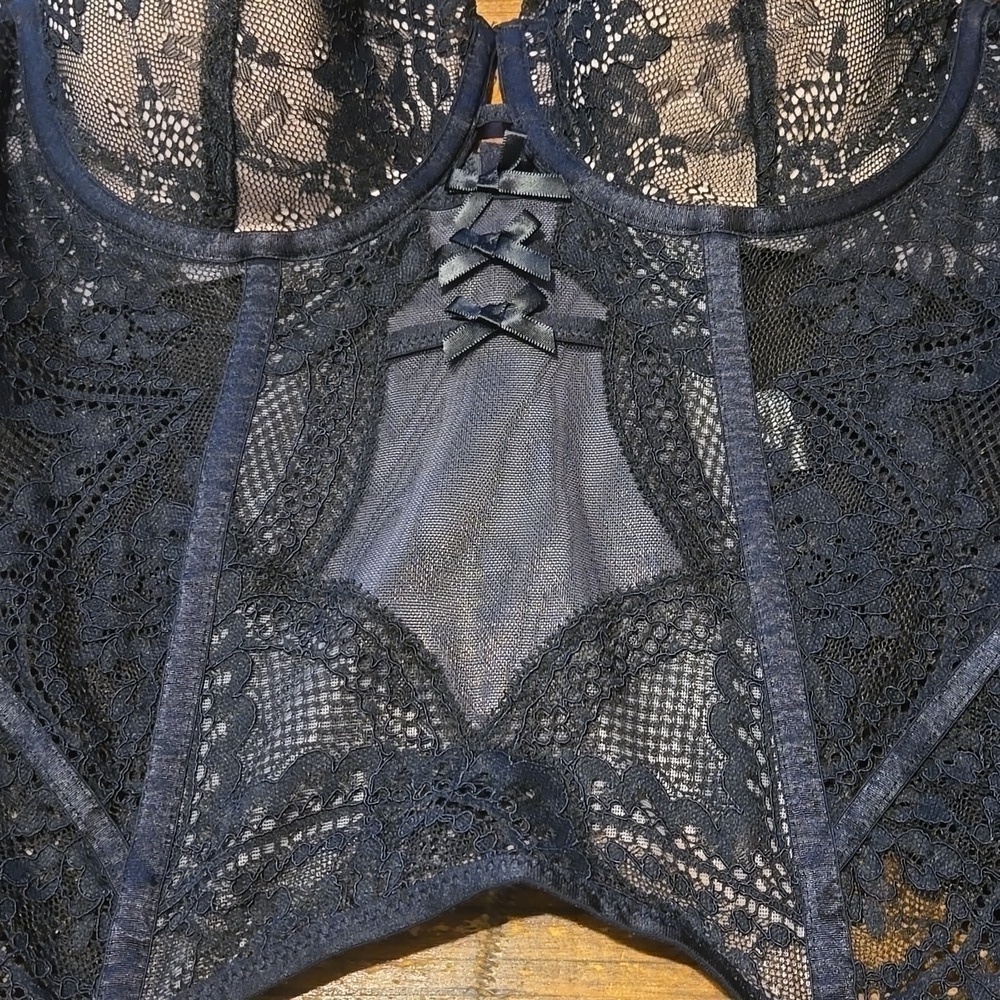 Rebecca Mir Hunkmuller Sexy Black Corset Bustier Bra Size 36C - Picture 3 of 7